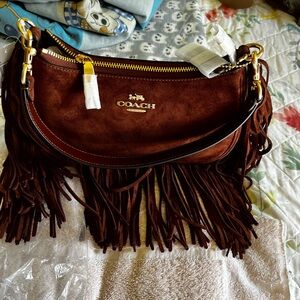Authentic Coach Teri Brown Suede Fringe Bag